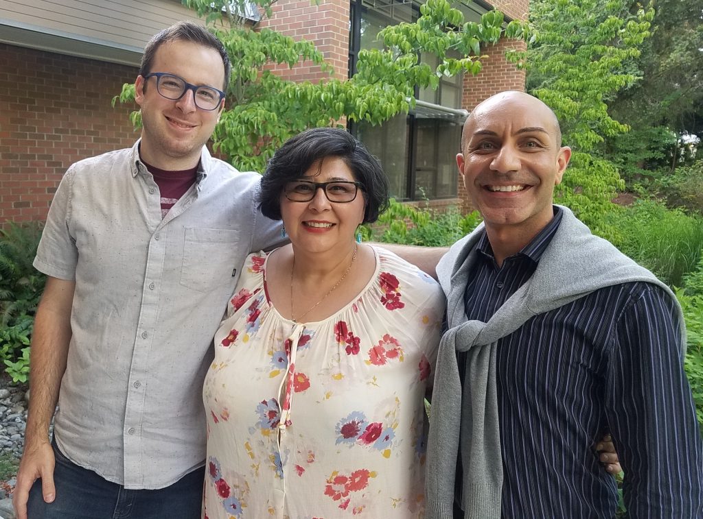 Lynnwood Times photo by Mario Lotmore. City Council Candidates Nick Coelho, Naz Lashgari and Ashkan Amouzegar at the Eggs-plore auction on June 13.