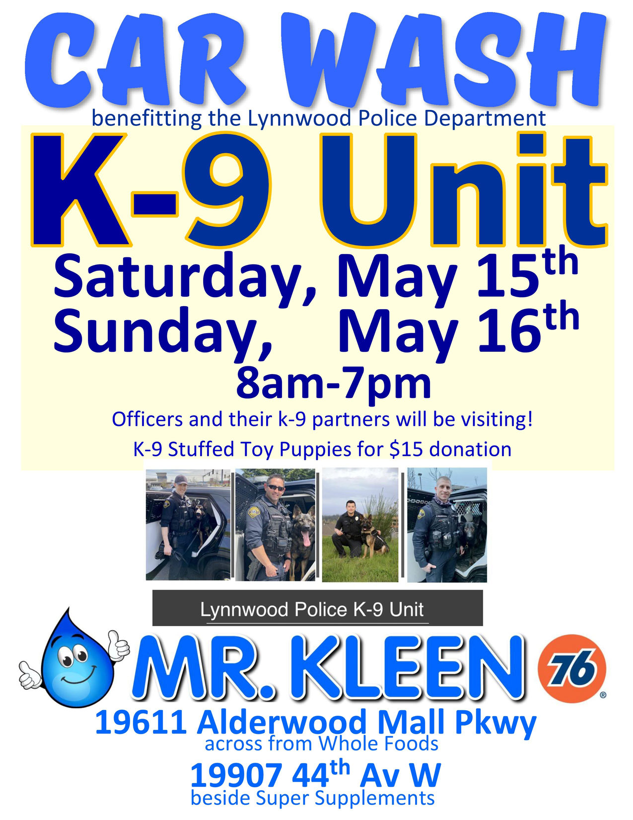 Mr. Kleen's car wash fundraiser for Lynnwood Police K9 Unit Lynnwood