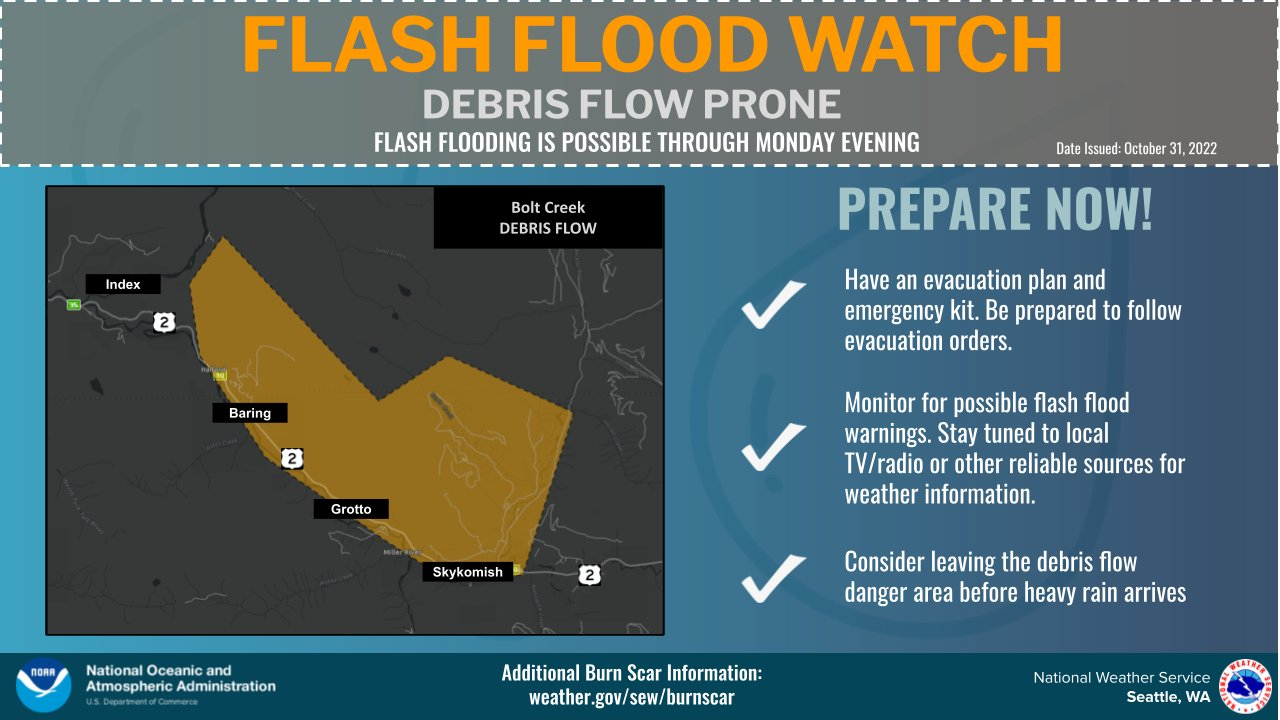 Flash Flood Watch for Bolt Creek burn scar in effect - Lynnwood Times