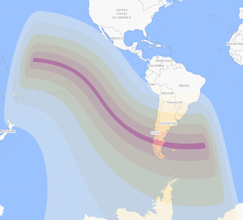 Eclipse Path of Total Solar Eclipse on July 2, 2019