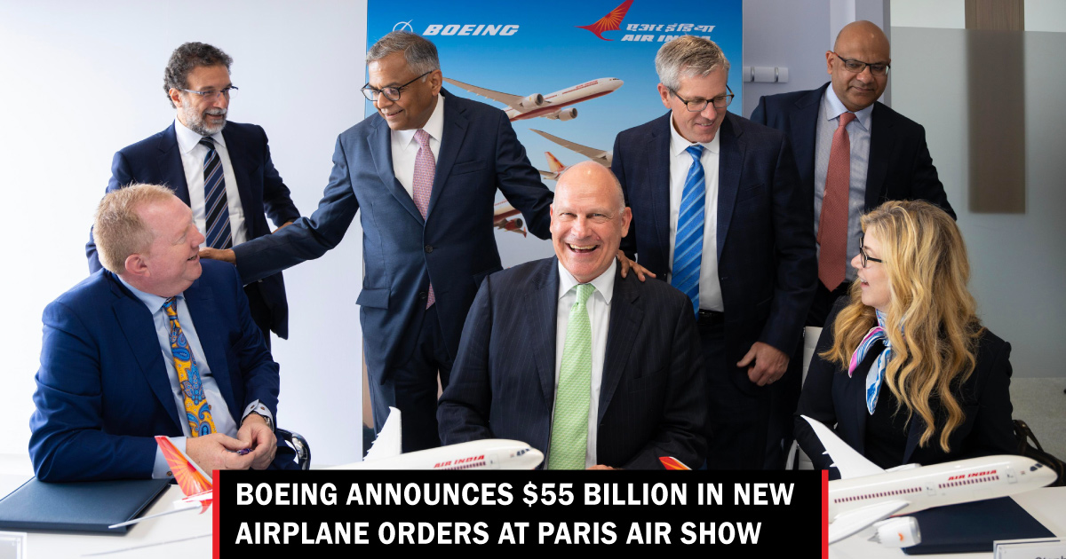 Boeing announces 55 billion in new airplane orders at Paris Air Show