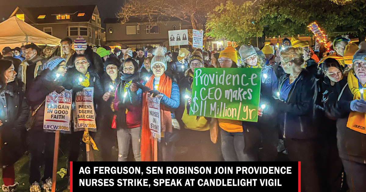 Ferguson, Robinson join Providence nurses strike, speak at candlelight