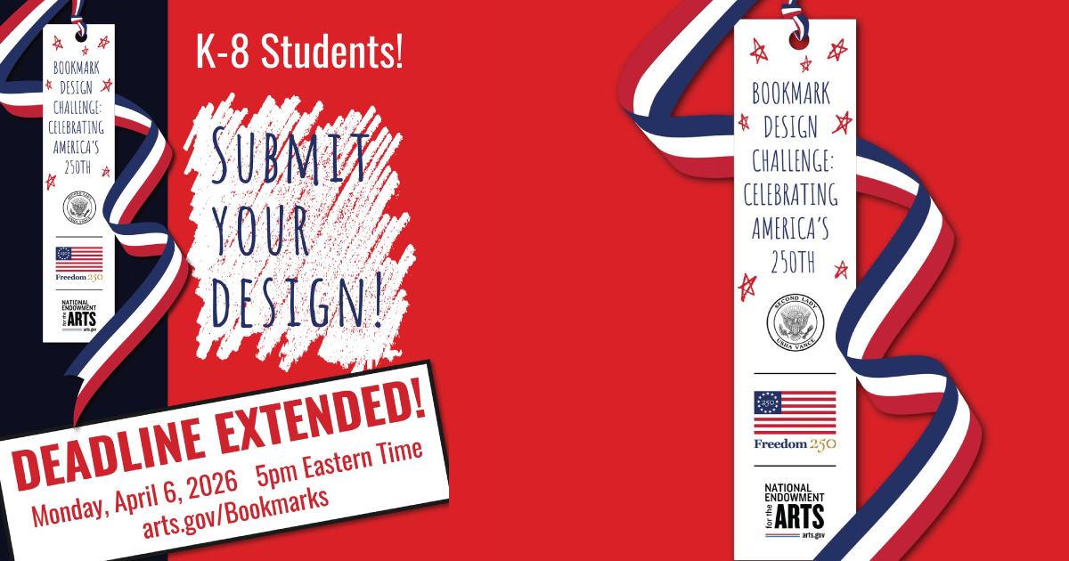 Youth artists invited to design a bookmark celebrating 250 years of America, deadline is April 6